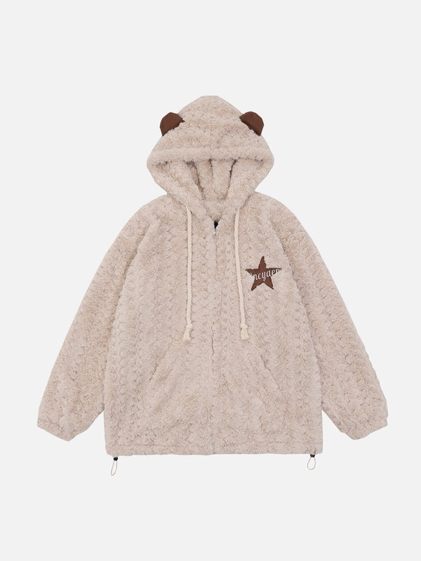 Ellesey - Bear Ear Zip-up Hoodie- Streetwear Fashion - ellesey.com