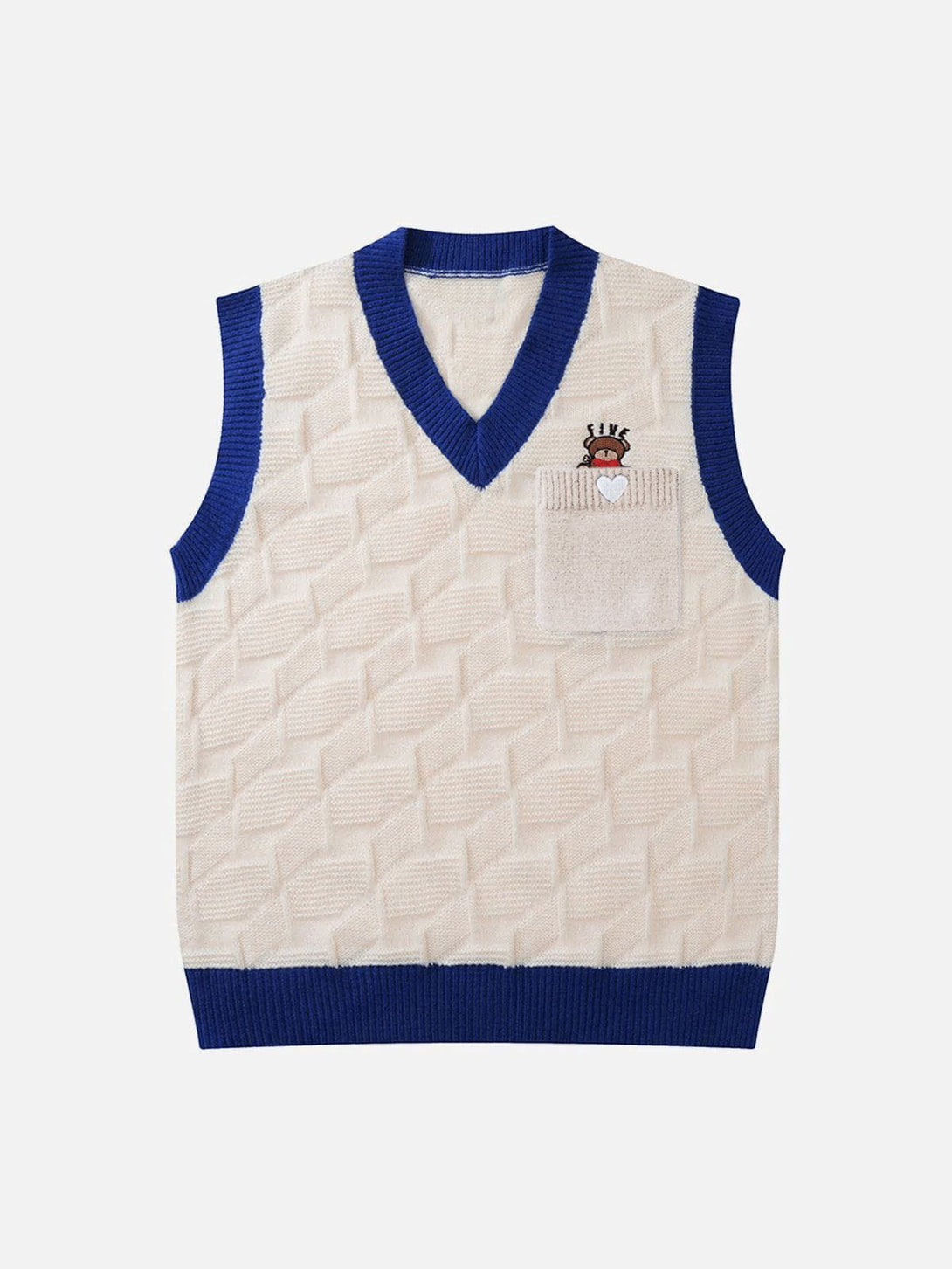 Ellesey - Bear Embroidered Sweater Vest-Streetwear Fashion - ellesey.com