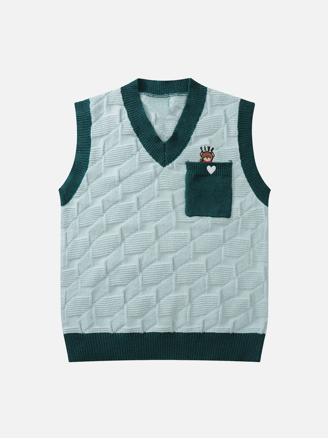 Ellesey - Bear Embroidered Sweater Vest-Streetwear Fashion - ellesey.com