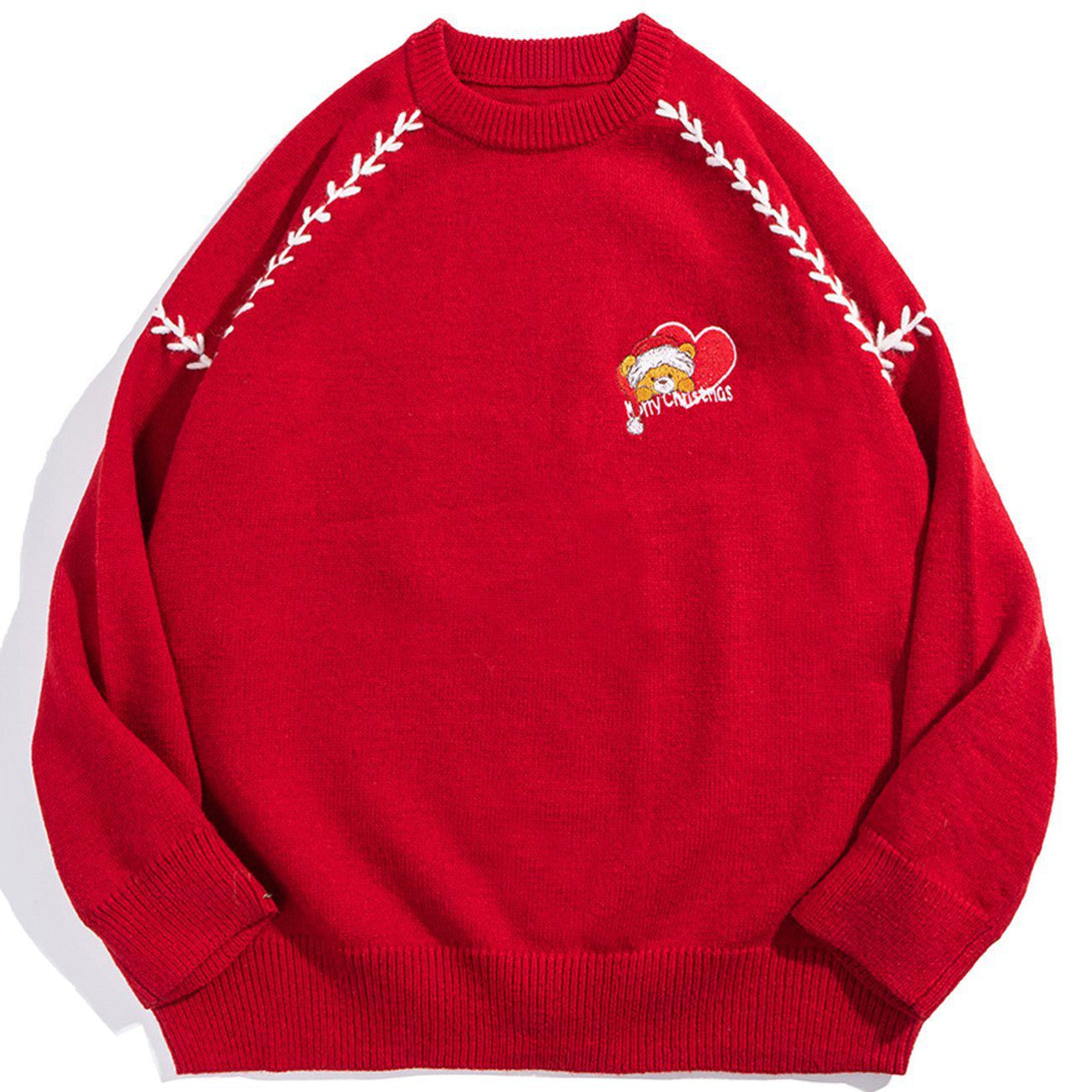 Ellesey - Bear Embroidery Knit Sweater-Streetwear Fashion - ellesey.com