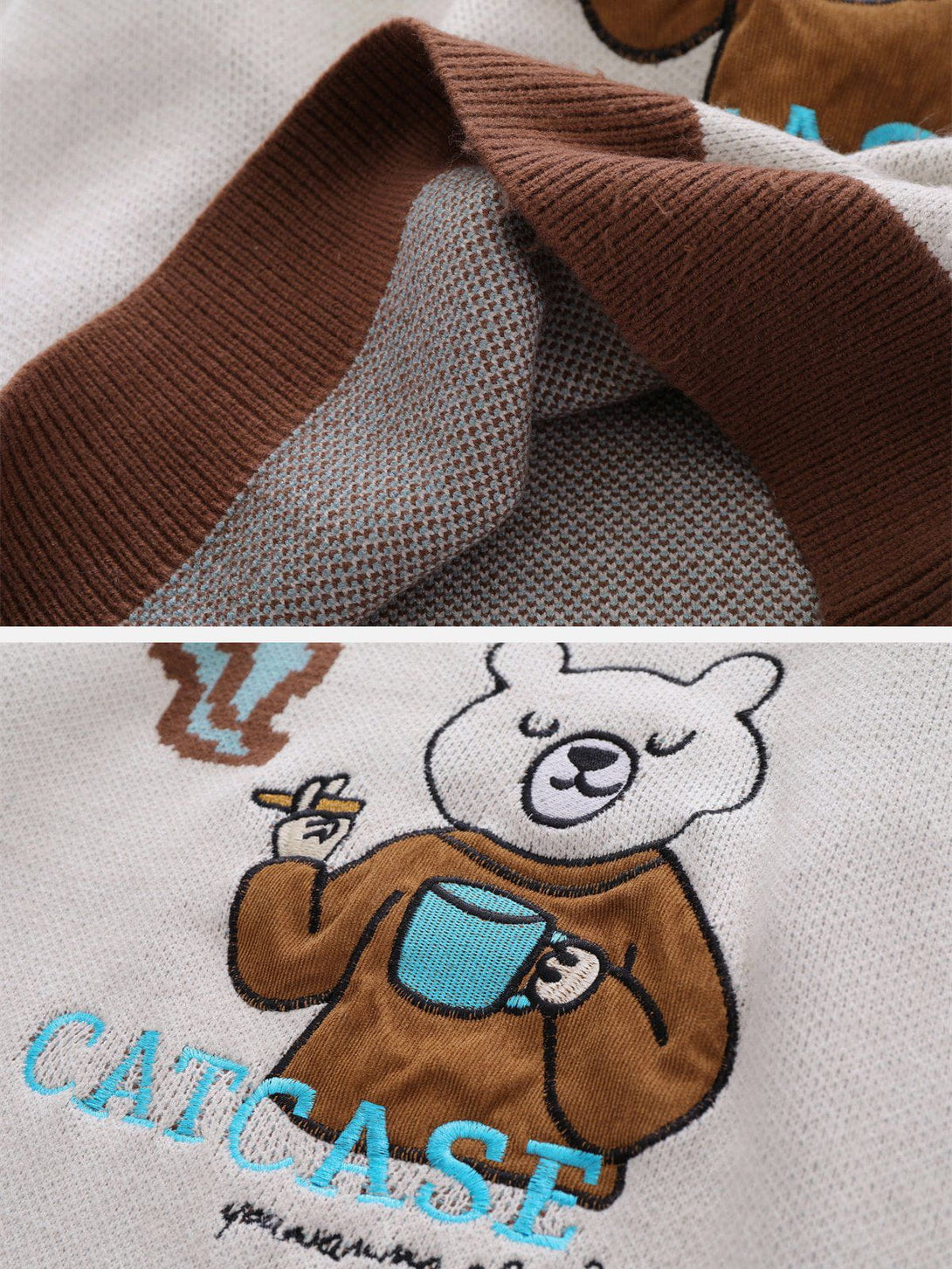 Ellesey - Bear Embroidery Pattern Sweater-Streetwear Fashion - ellesey.com