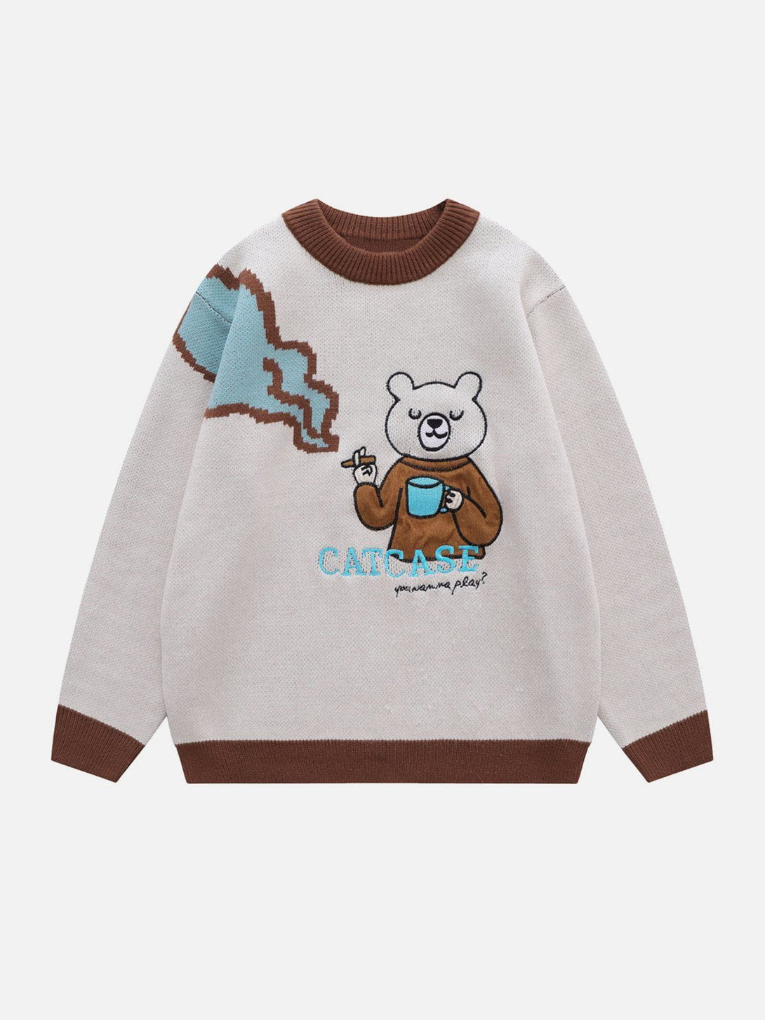 Ellesey - Bear Embroidery Pattern Sweater-Streetwear Fashion - ellesey.com