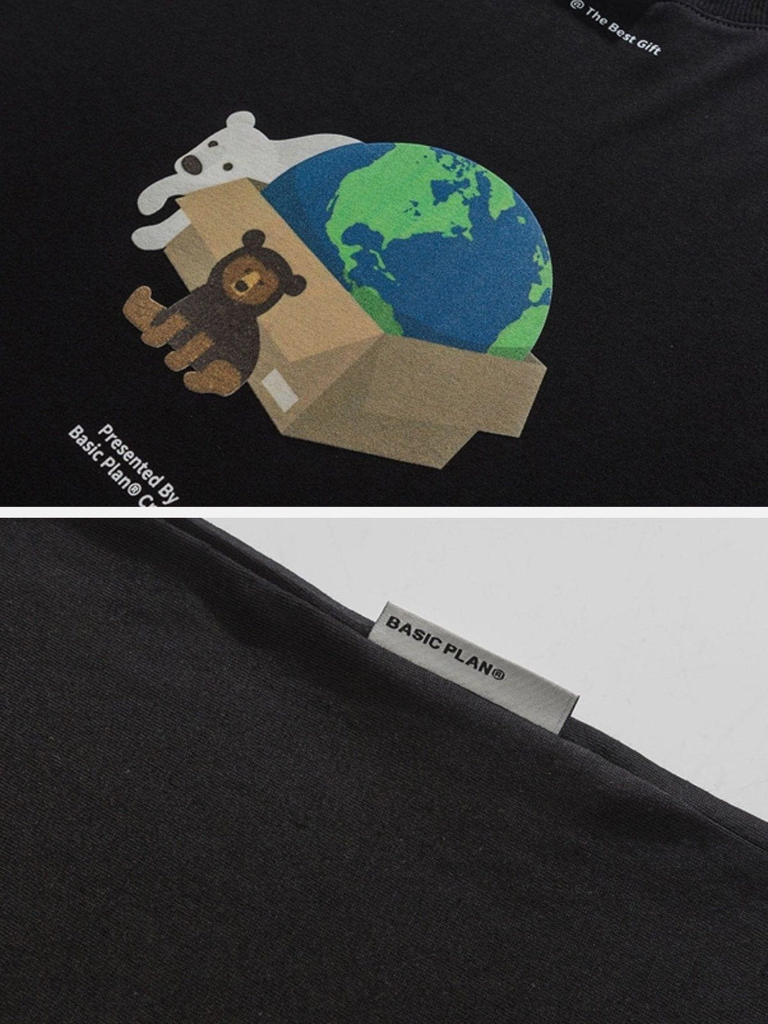 Ellesey - Bear Gift Earth Print Tee- Streetwear Fashion - ellesey.com