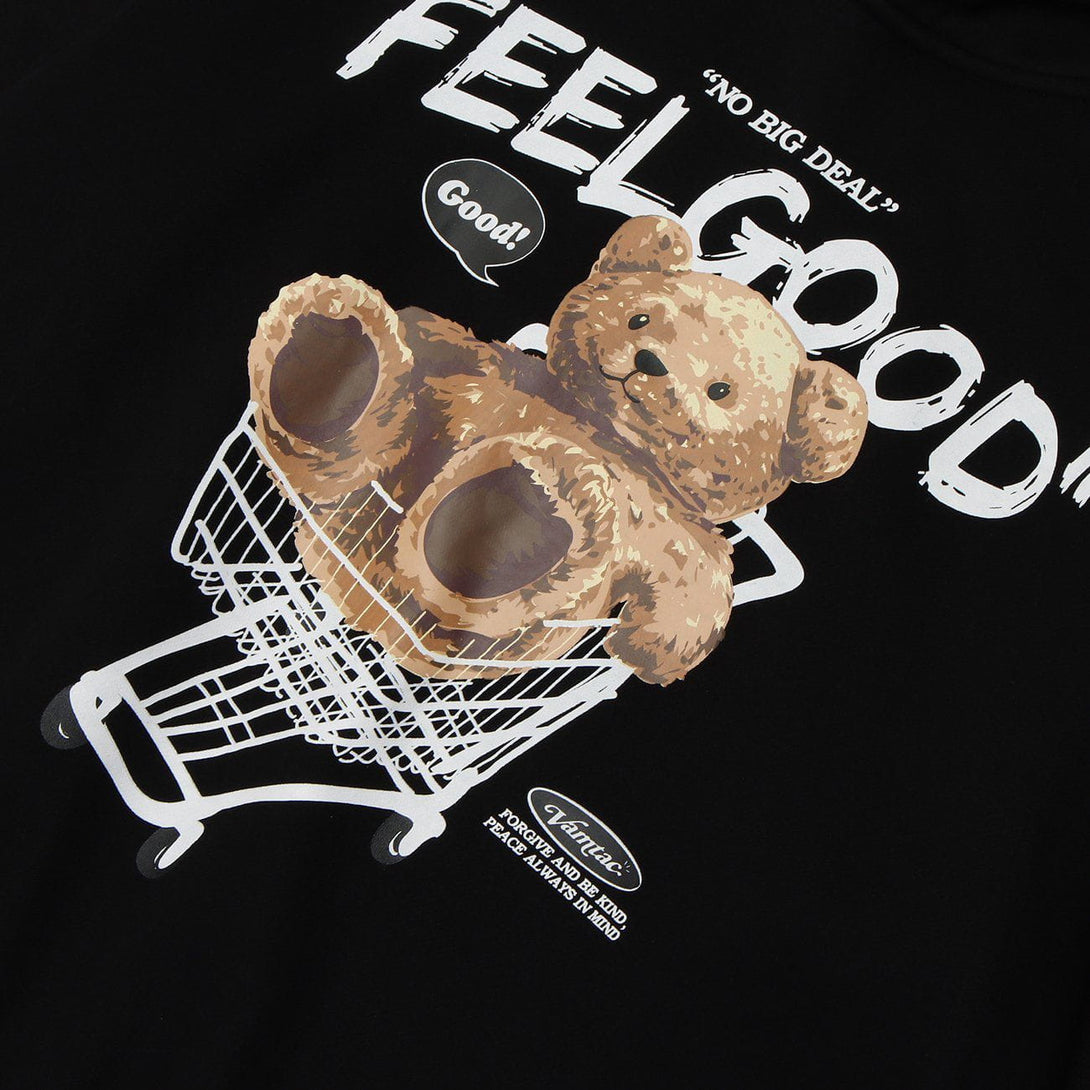 Ellesey - Bear Letter Shopping Cart Print Hoodie- Streetwear Fashion - ellesey.com