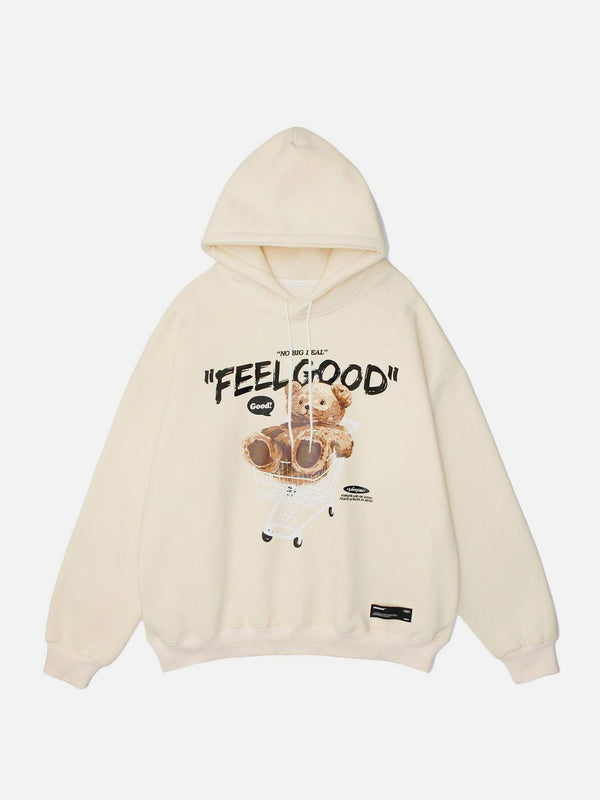 Ellesey - Bear Letter Shopping Cart Print Hoodie- Streetwear Fashion - ellesey.com