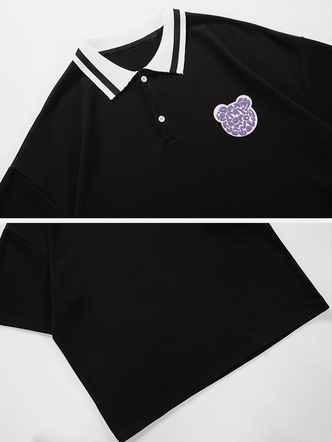 Ellesey - Bear Print Polo Collar Tee- Streetwear Fashion - ellesey.com