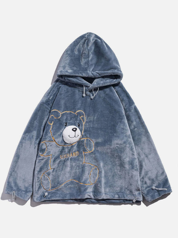 Ellesey - Bear Three-dimensional Embroidered Hoodie- Streetwear Fashion - ellesey.com