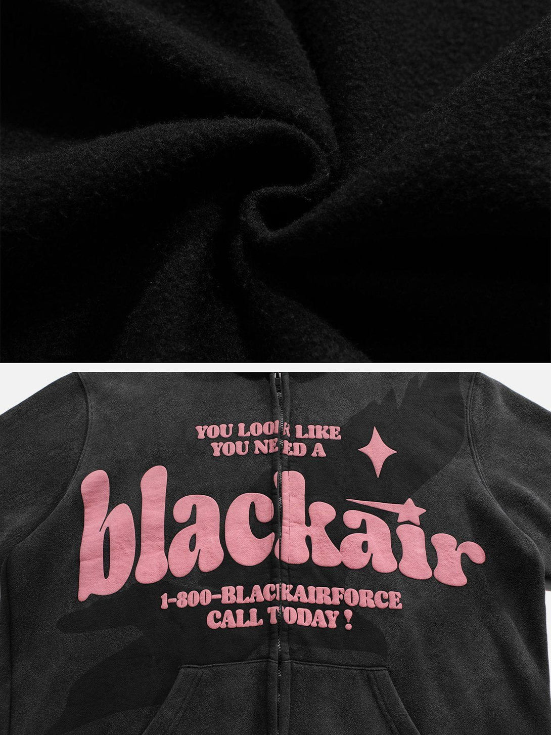 Ellesey - Blackair Letter Print Hoodie- Streetwear Fashion - ellesey.com