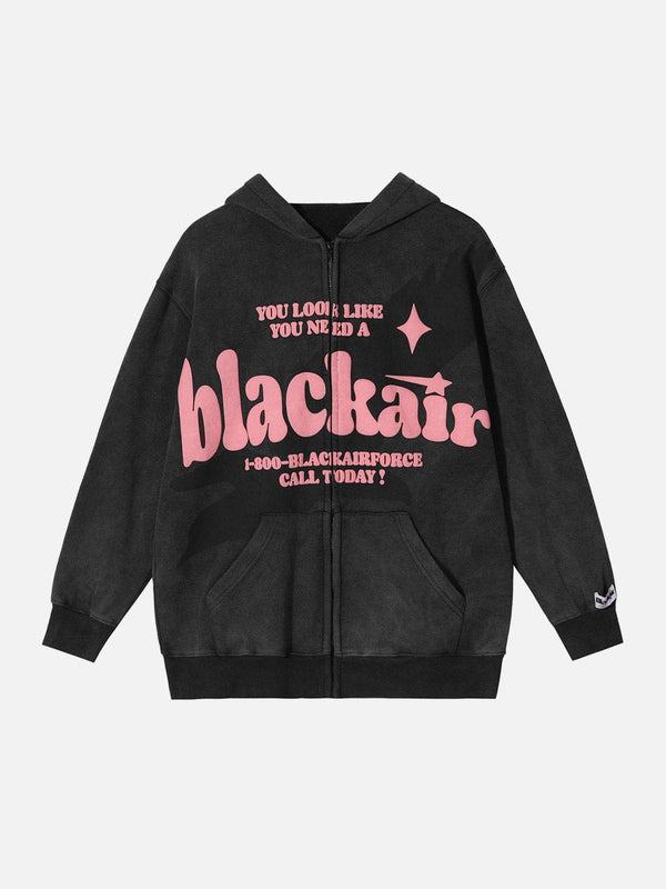 Ellesey - Blackair Letter Print Hoodie- Streetwear Fashion - ellesey.com