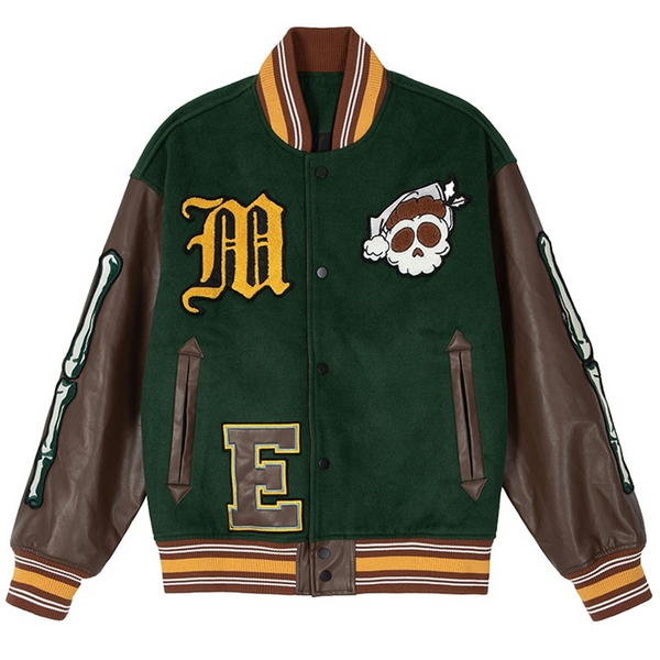 Ellesey - Bomber Jacket Men Skull Letters Embroidery Patch- Streetwear Fashion - ellesey.com