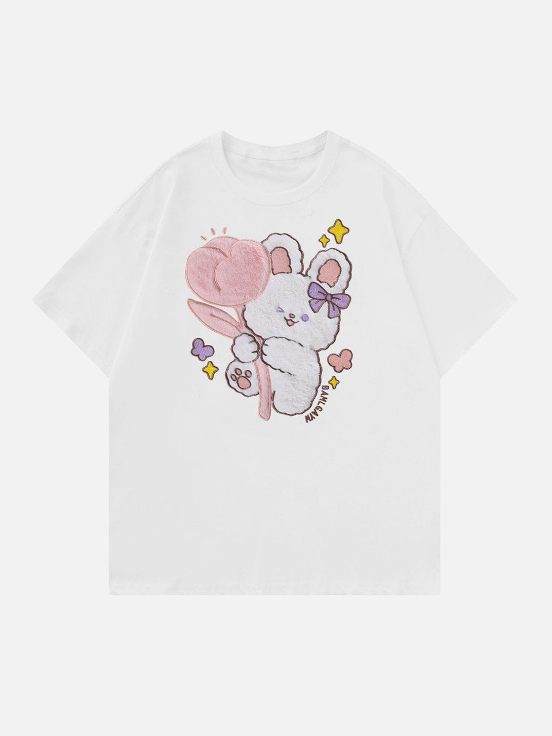 Ellesey - Bunny Doll Pattern Flocking Tee- Streetwear Fashion - ellesey.com