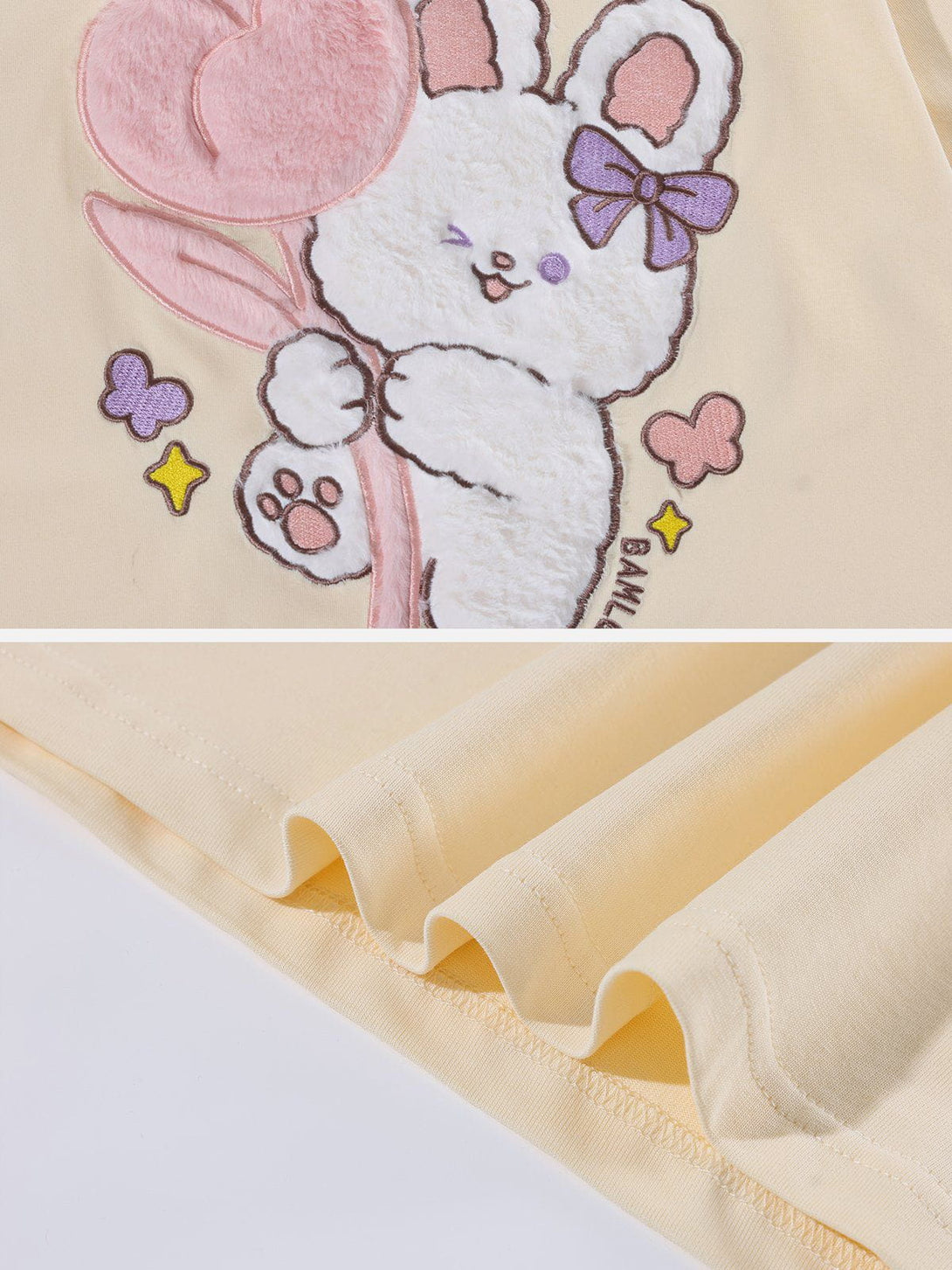 Ellesey - Bunny Doll Pattern Flocking Tee- Streetwear Fashion - ellesey.com