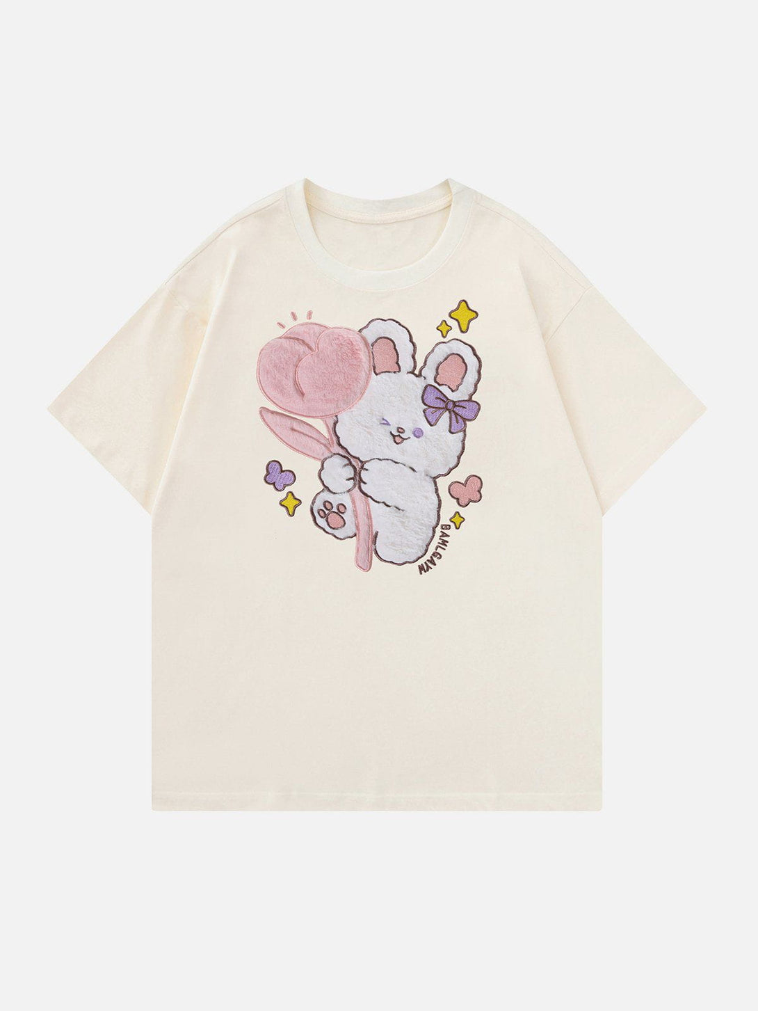 Ellesey - Bunny Doll Pattern Flocking Tee- Streetwear Fashion - ellesey.com