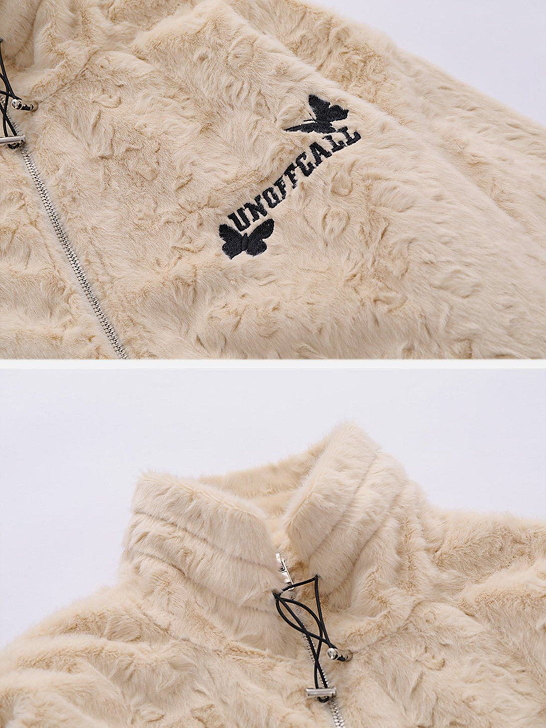 Ellesey - Butterfly Applique Embossed Plush Winter Coat-Streetwear Fashion - ellesey.com