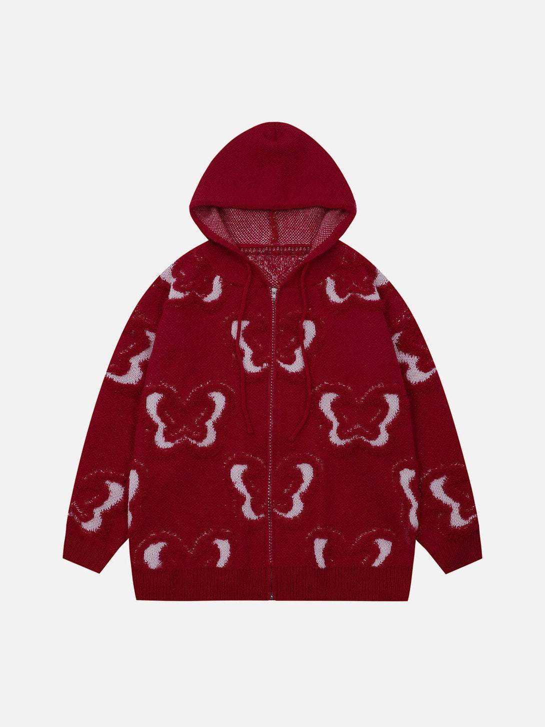 Ellesey - Butterfly Flocked Knit Hoodie- Streetwear Fashion - ellesey.com