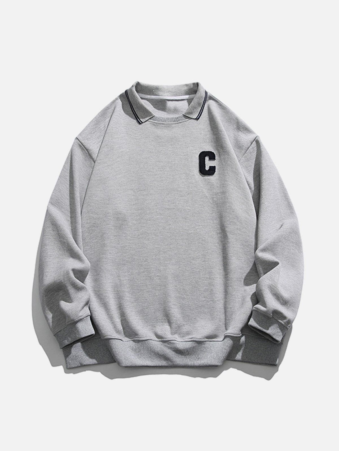 Ellesey - C Letter Embroidery Sweatshirt- Streetwear Fashion - ellesey.com