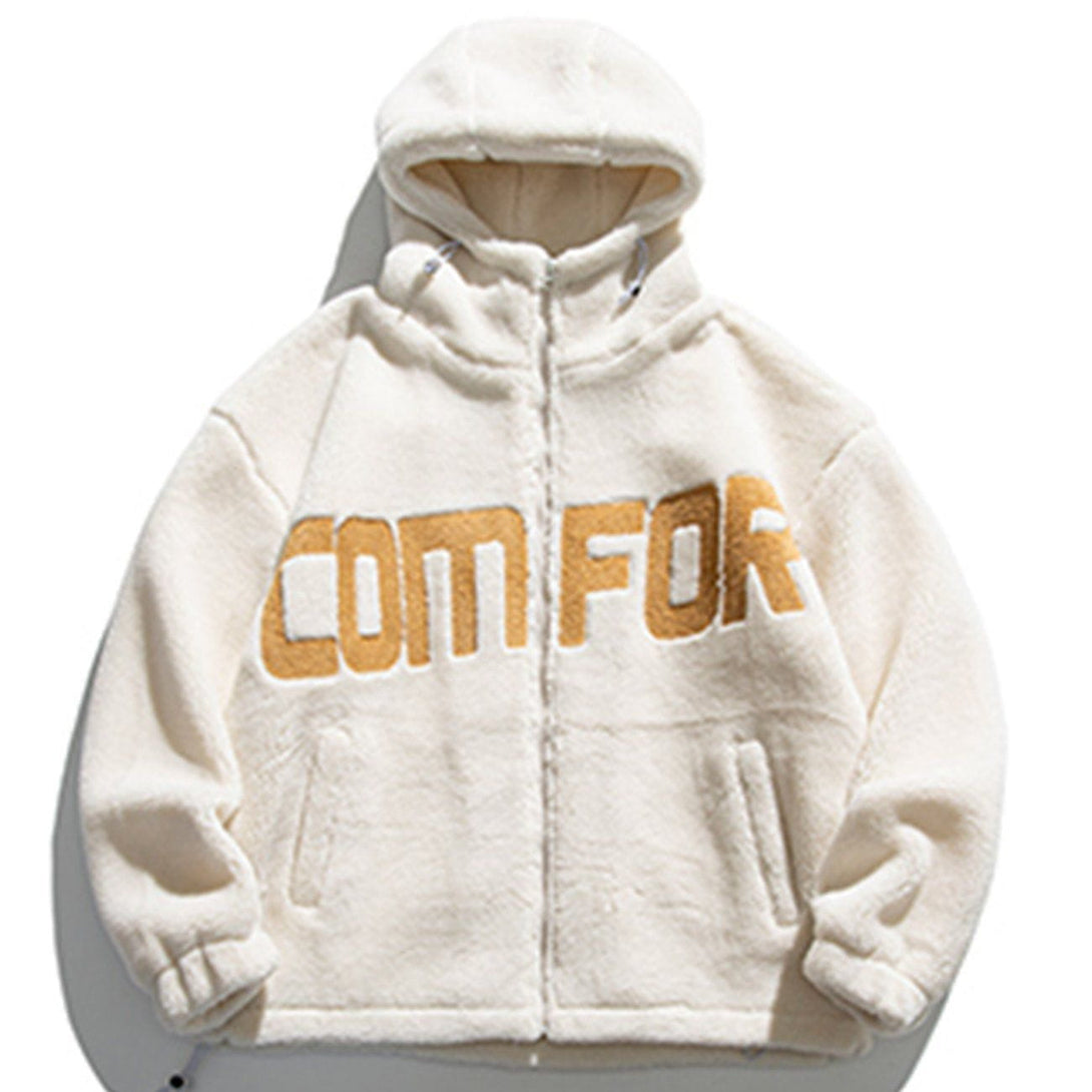 Ellesey - "COMFOR" Print Sherpa Winter Coat-Streetwear Fashion - ellesey.com