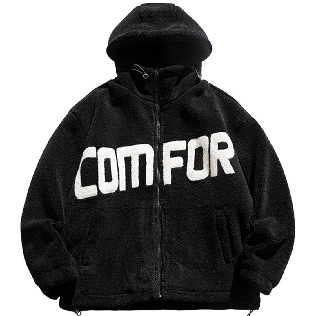 Ellesey - "COMFOR" Print Sherpa Winter Coat-Streetwear Fashion - ellesey.com