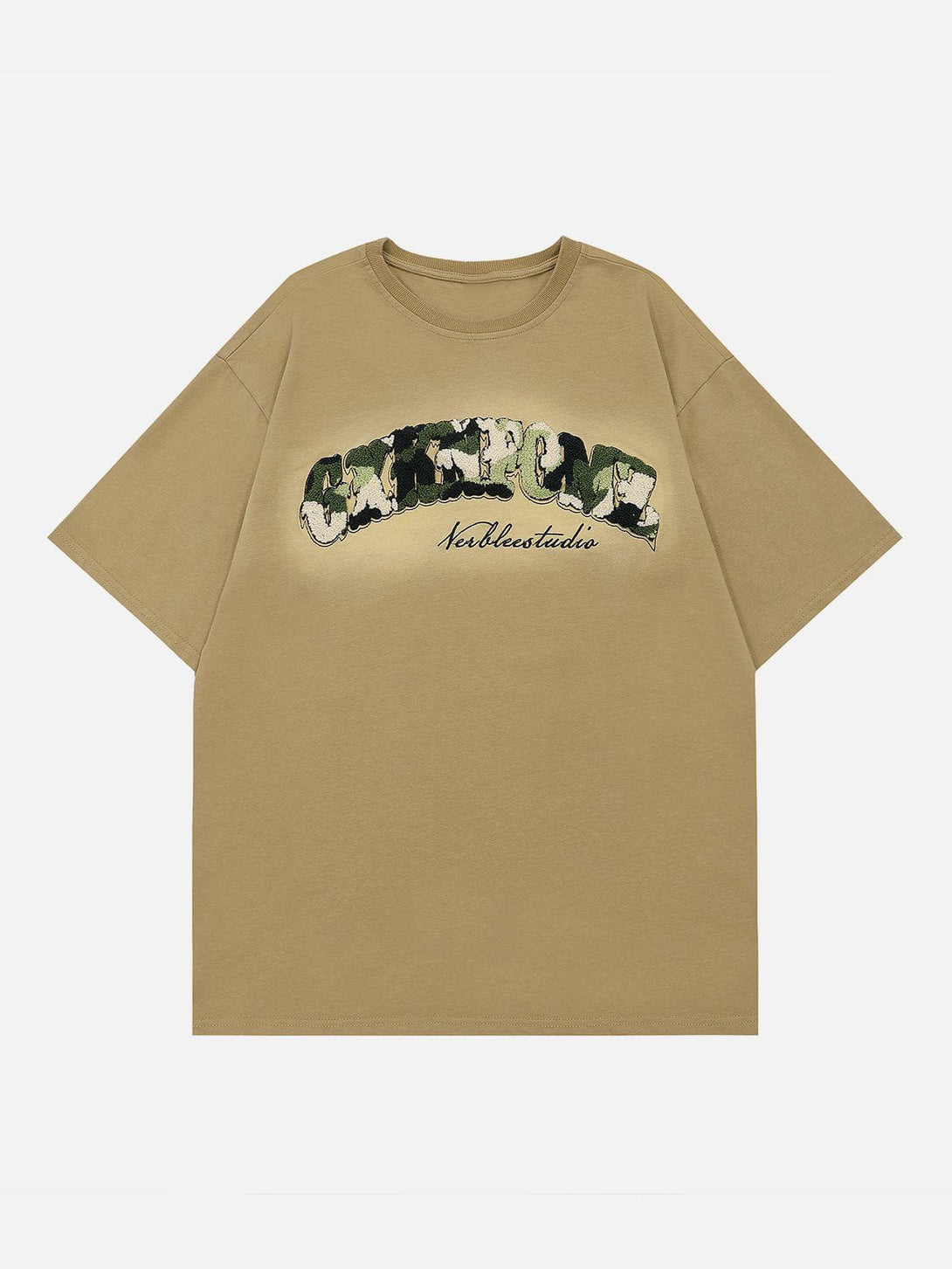 Ellesey - Camouflage Flocked Letter Cotton Tee- Streetwear Fashion - ellesey.com