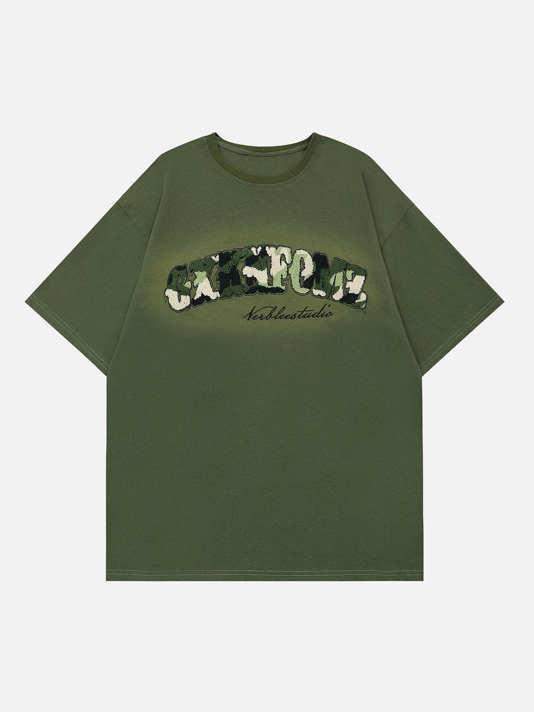 Ellesey - Camouflage Flocked Letter Cotton Tee- Streetwear Fashion - ellesey.com