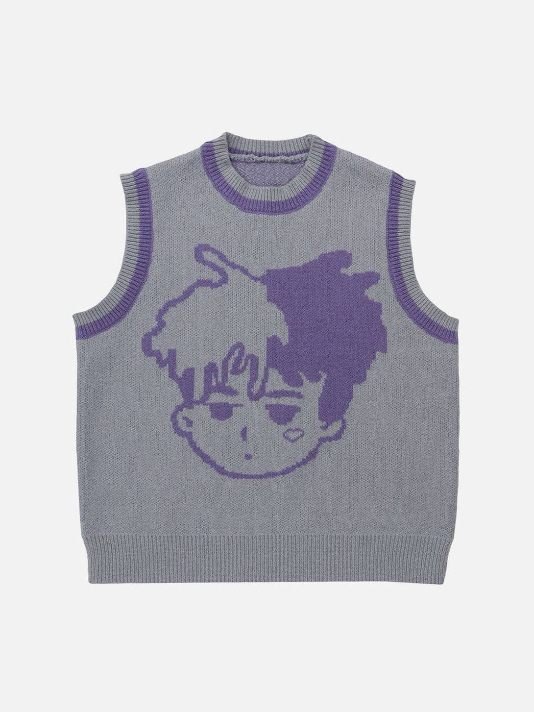 Ellesey - Cartoon Character Embroidery Sweater Vest-Streetwear Fashion - ellesey.com