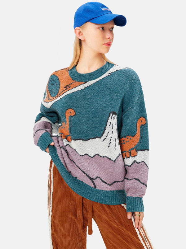 Ellesey - Cartoon Little Dinosaur Knit Sweater-Streetwear Fashion - ellesey.com