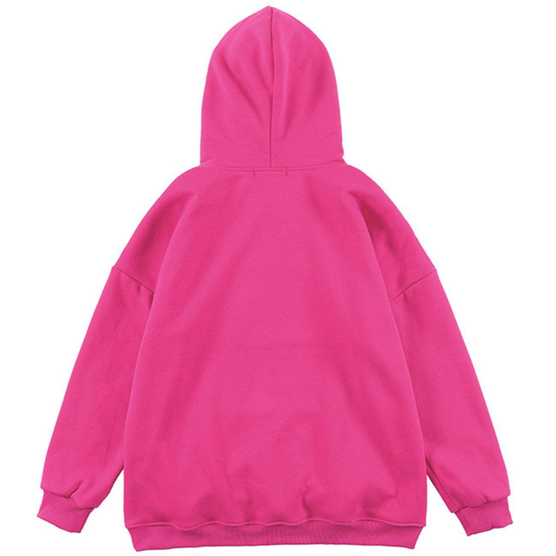 Ellesey - Cartoon Wing Rabbit Print Polar Fleece Hoodie- Streetwear Fashion - ellesey.com