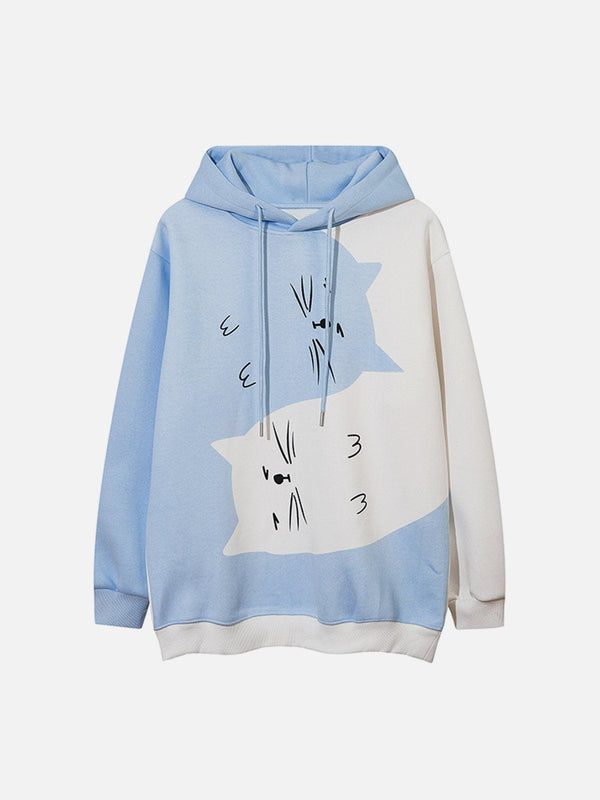 Ellesey - Cat Contrasting Panel Hoodie- Streetwear Fashion - ellesey.com