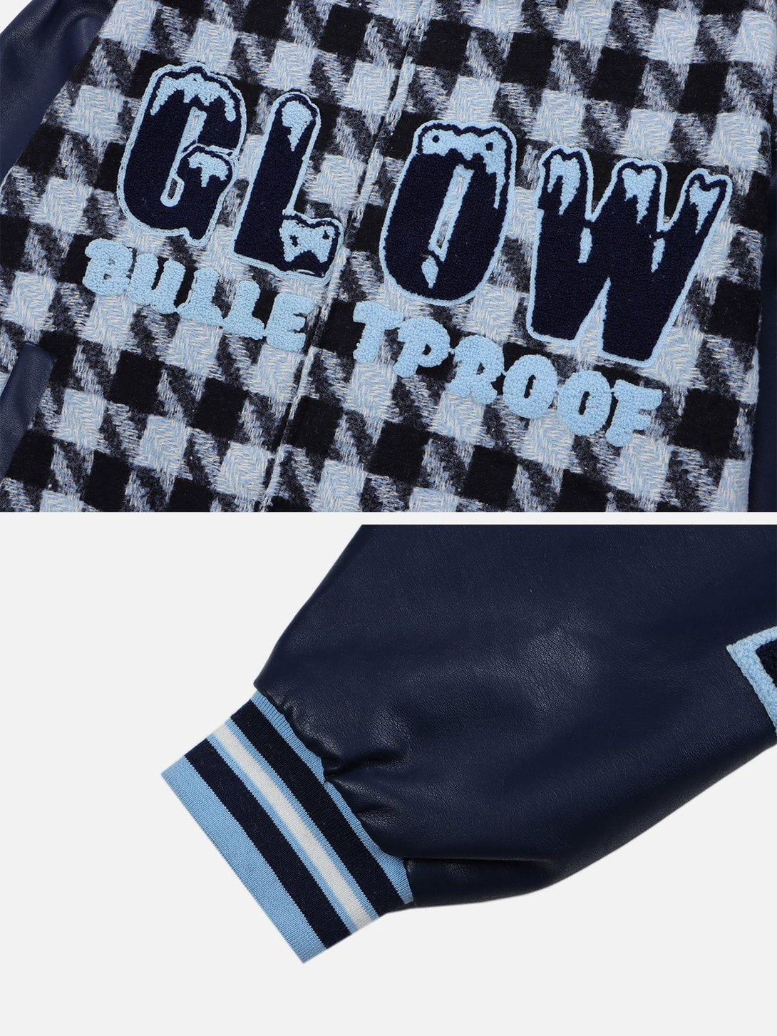 Ellesey - Check Flocked Letters Varsity Jacket- Streetwear Fashion - ellesey.com