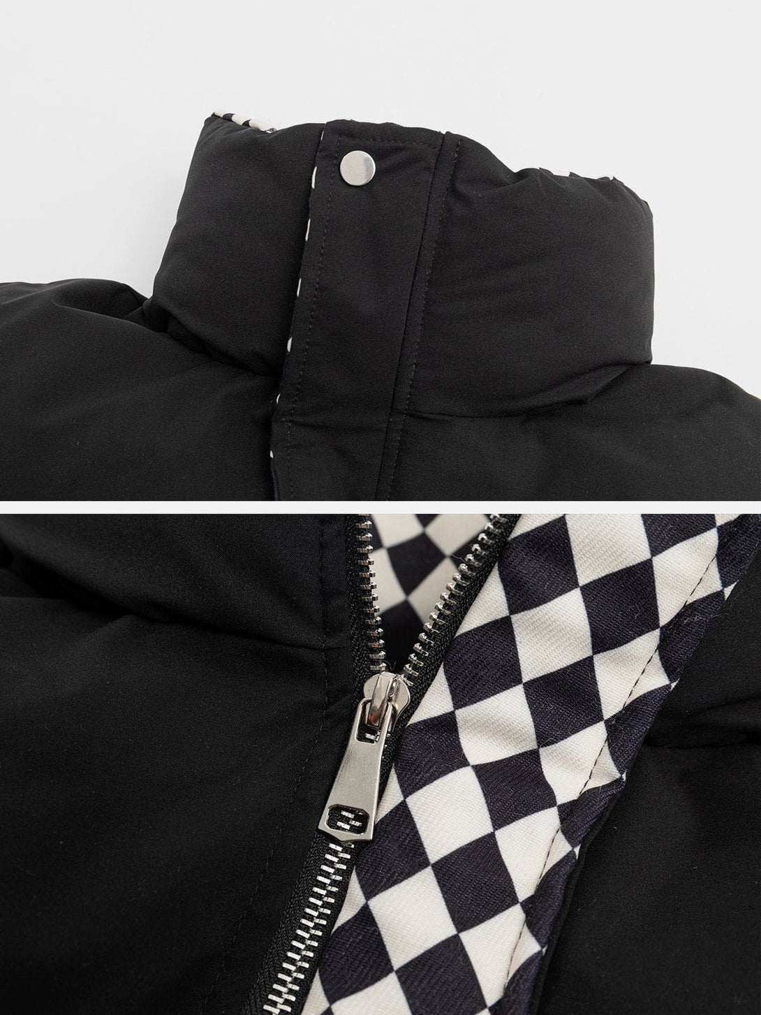 Ellesey - Checkerboard Print Neck Winter Coat-Streetwear Fashion - ellesey.com