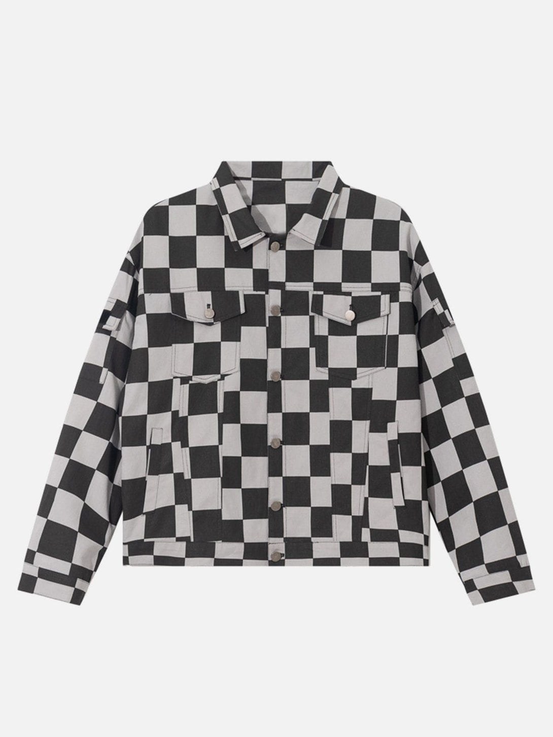 Ellesey - Circle Text Graphic Checkerboard Jacket- Streetwear Fashion - ellesey.com
