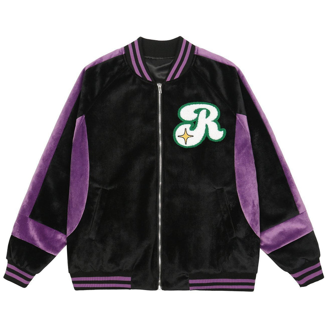 Ellesey - Color Block Letter Embroidery Jacket- Streetwear Fashion - ellesey.com