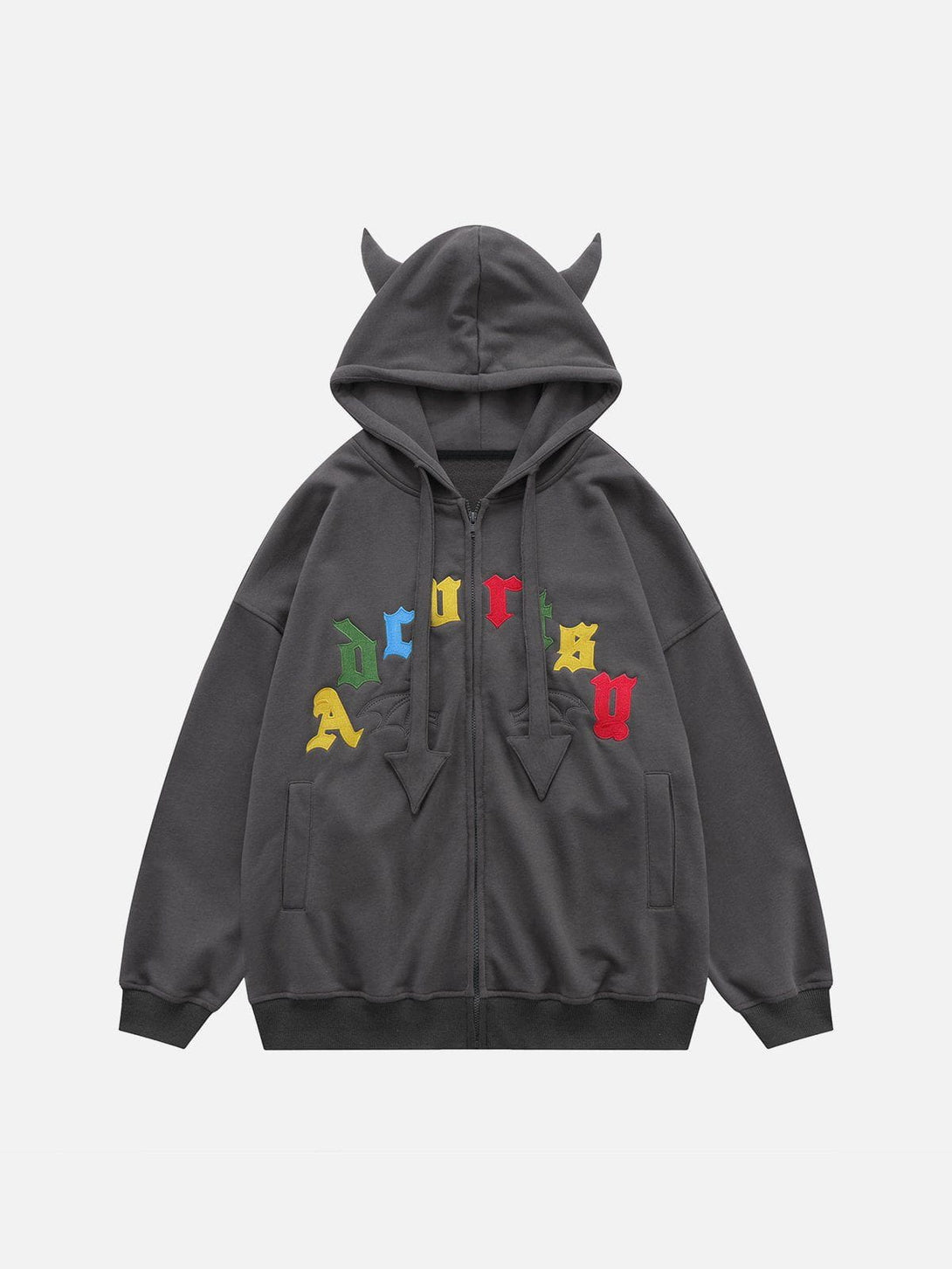 Ellesey - Color Letter Demon Horn Hoodie- Streetwear Fashion - ellesey.com