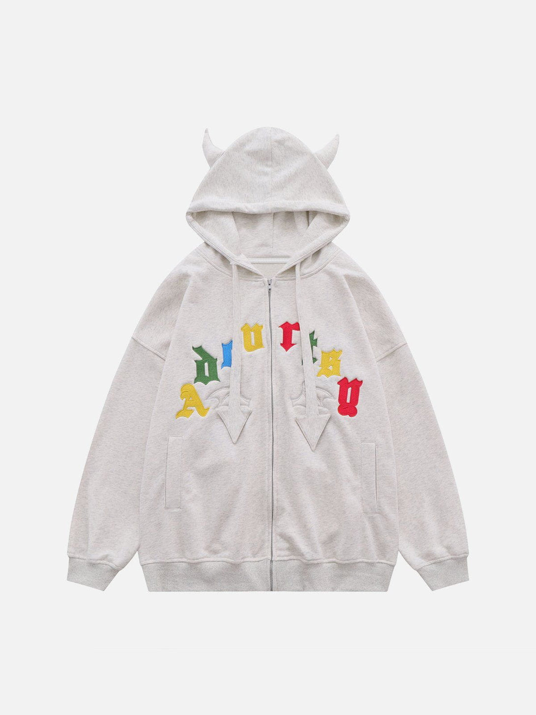 Ellesey - Color Letter Demon Horn Hoodie- Streetwear Fashion - ellesey.com