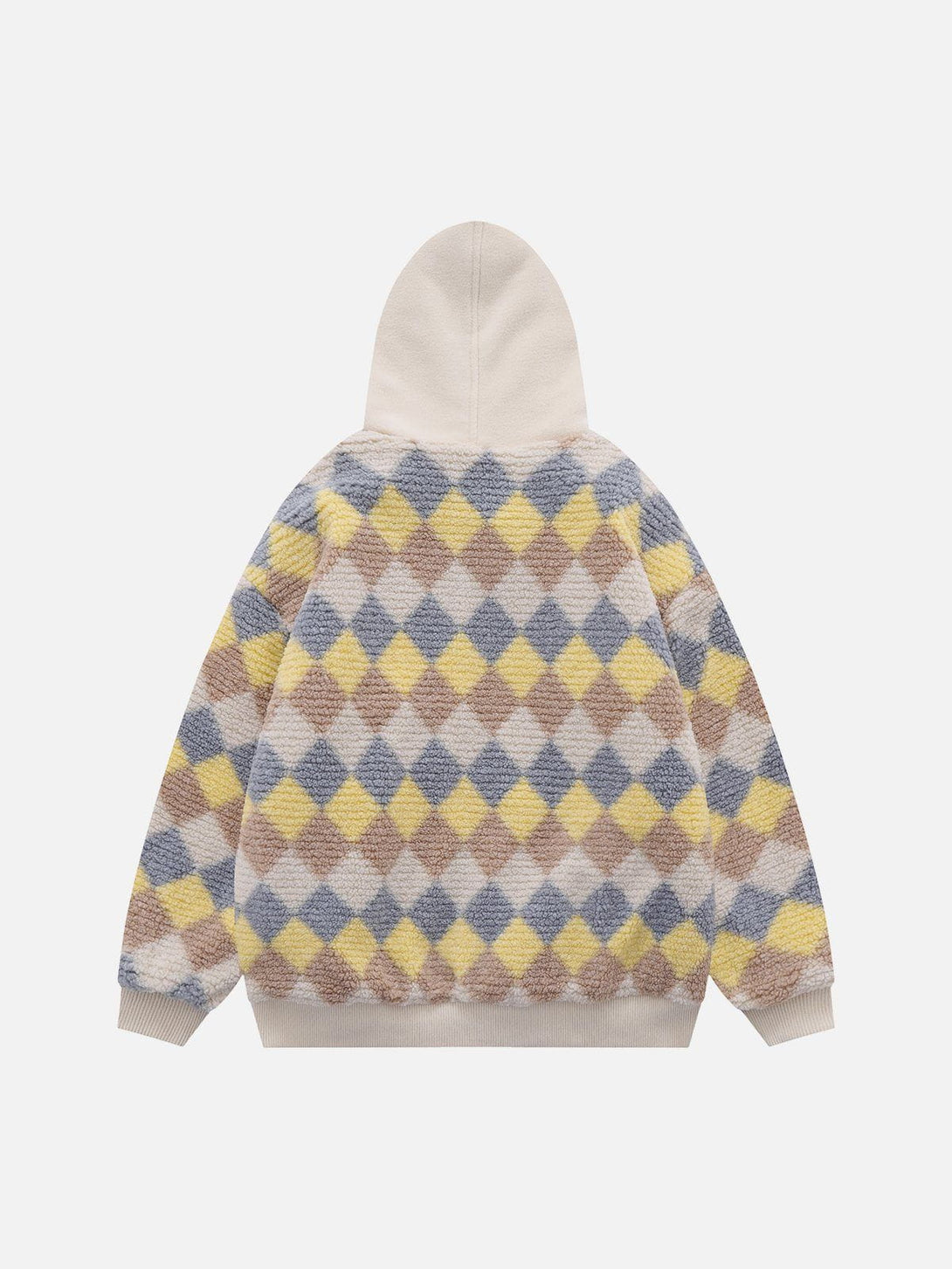 Ellesey - Colorblock Check Fake Two-Piece Winter Coat-Streetwear Fashion - ellesey.com