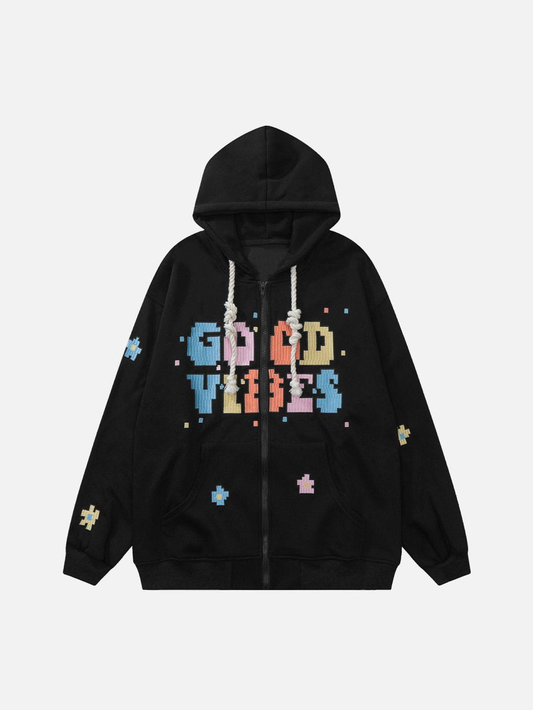 Ellesey - Colorful Letter Print Zipper Hoodie- Streetwear Fashion - ellesey.com