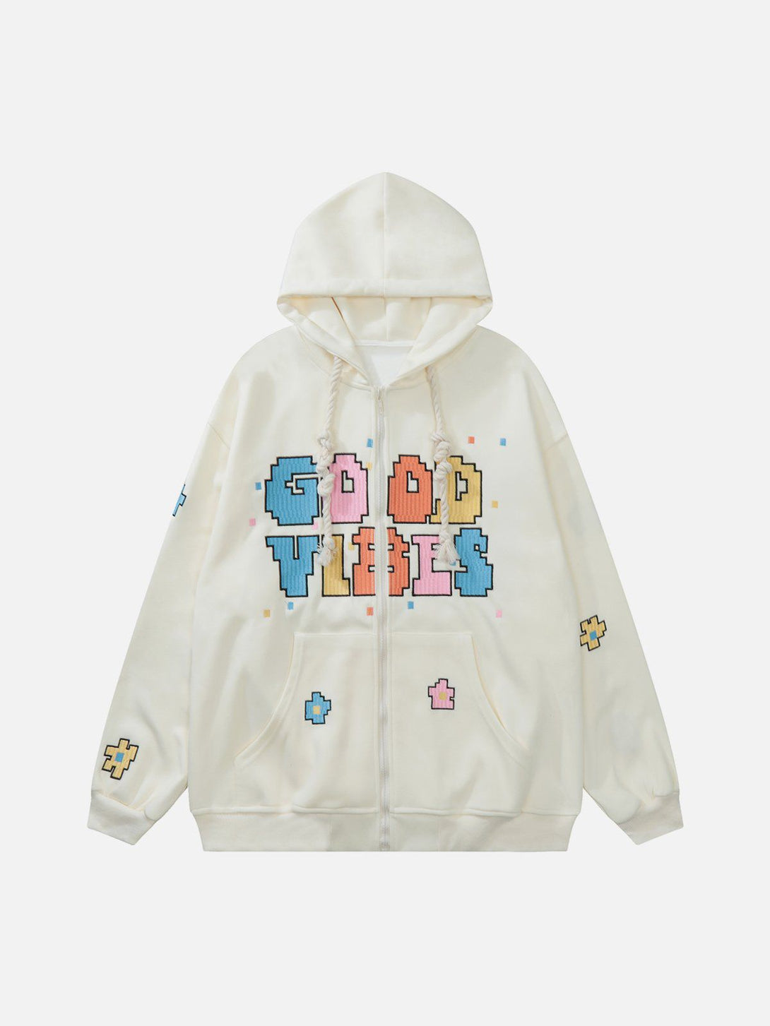 Ellesey - Colorful Letter Print Zipper Hoodie- Streetwear Fashion - ellesey.com