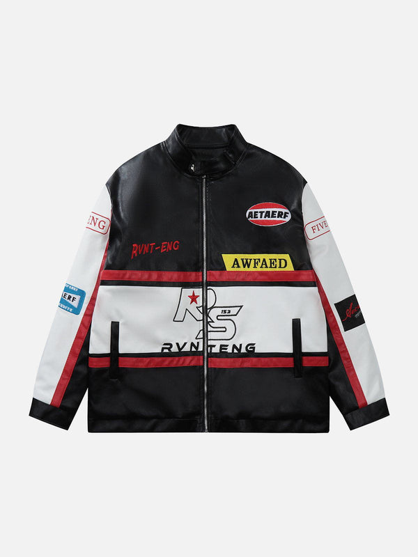 Ellesey - Contrast PU Racing Jacket- Streetwear Fashion - ellesey.com