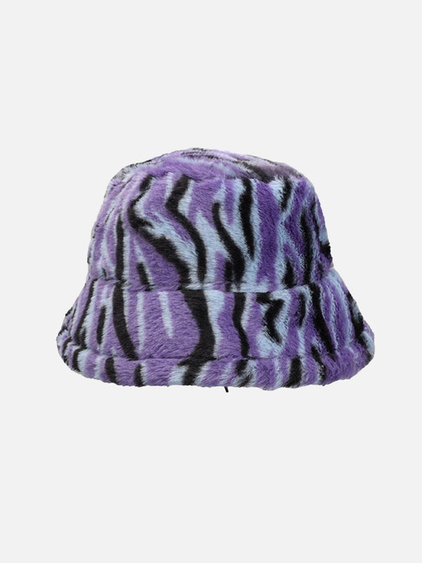 Ellesey - Contrast Striped Plush Vintage Bucket Hat- Streetwear Fashion - ellesey.com