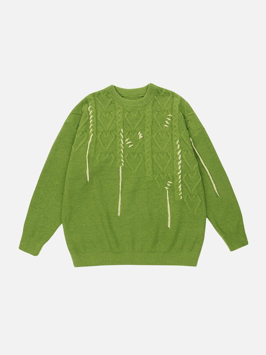 Ellesey - Contrast Tassel Heart Cable Knit Sweater-Streetwear Fashion - ellesey.com