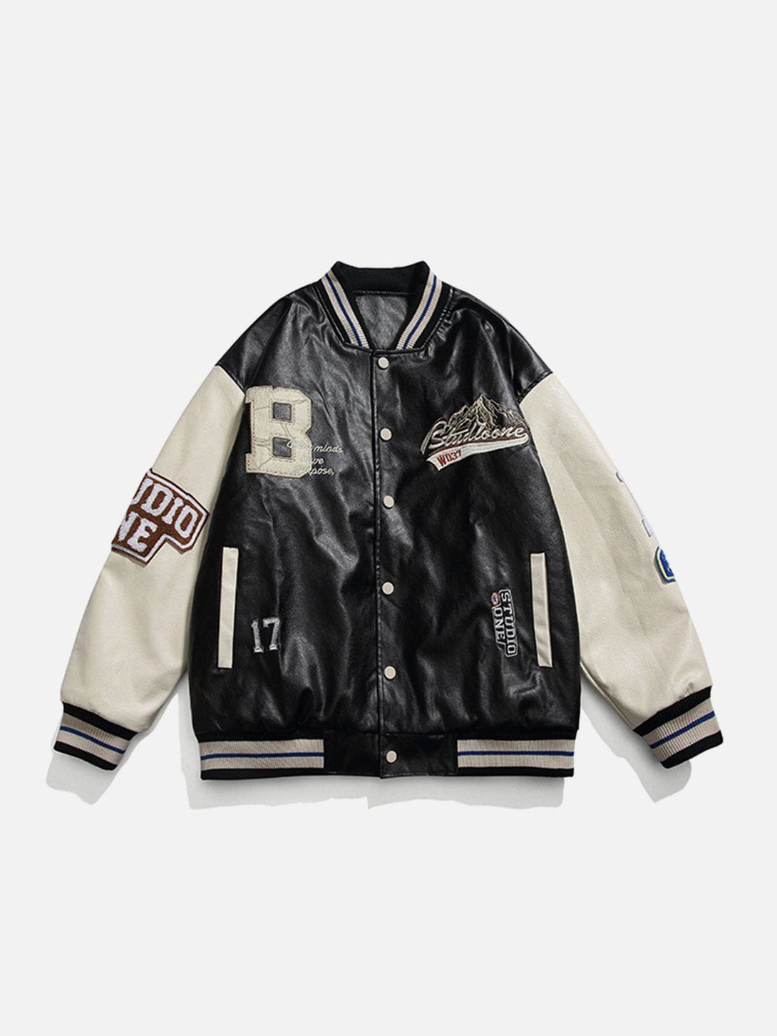 Ellesey - Contrast Varsity PU Jacket- Streetwear Fashion - ellesey.com