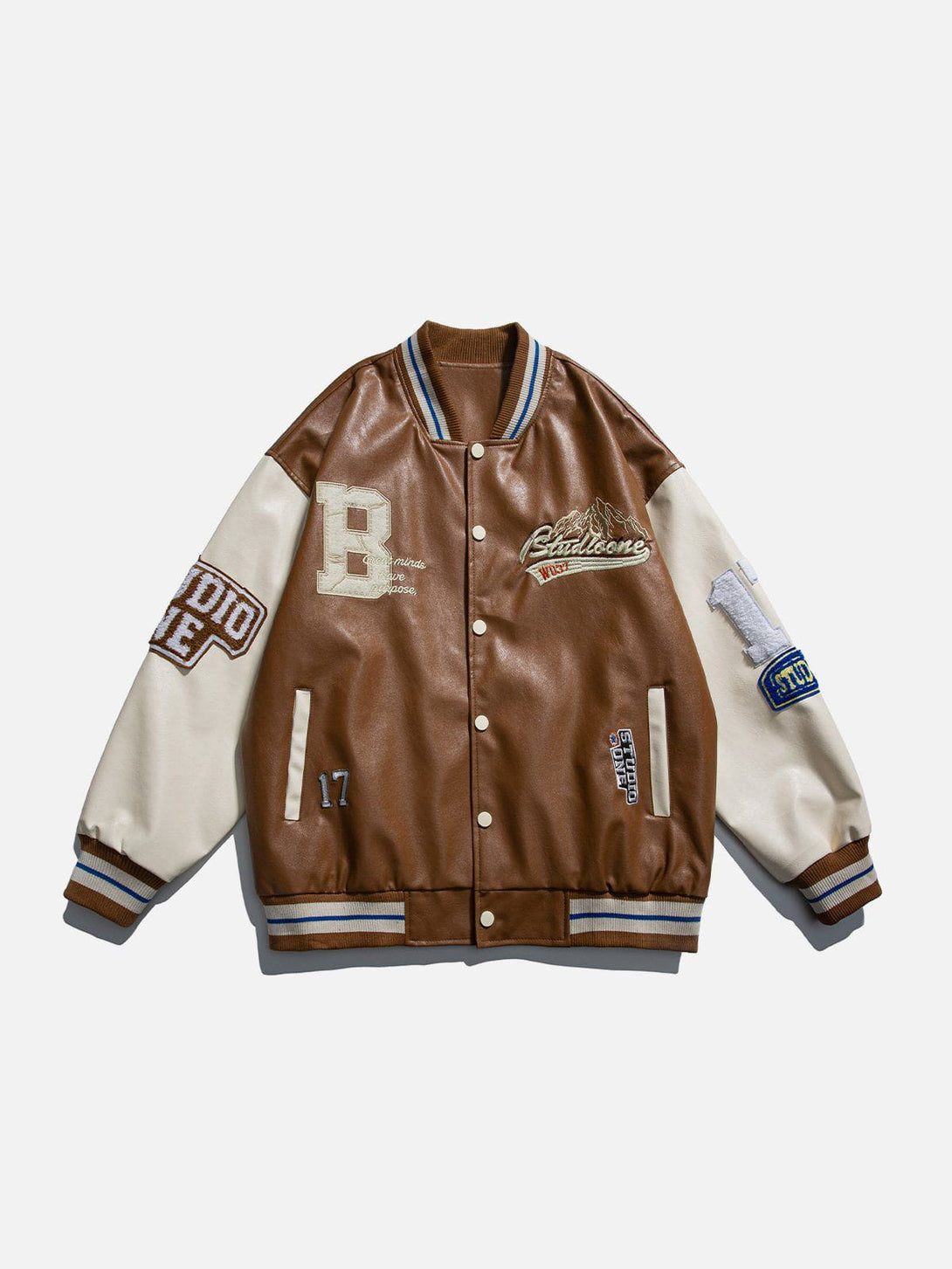 Ellesey - Contrast Varsity PU Jacket- Streetwear Fashion - ellesey.com