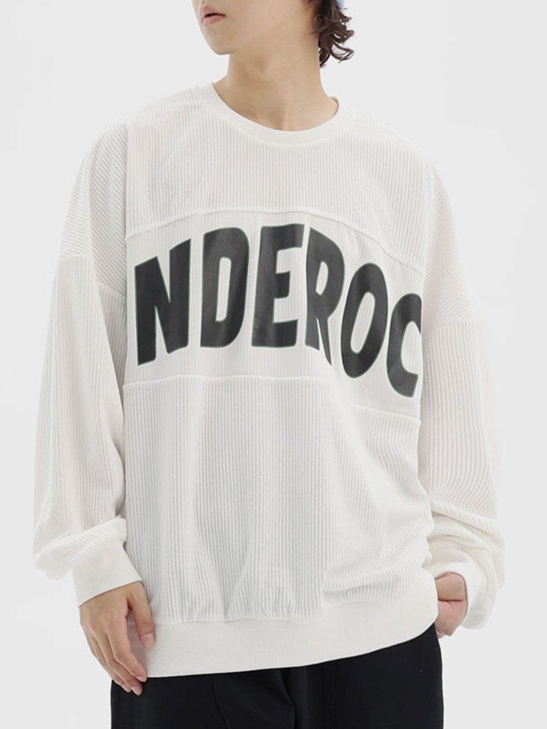 Ellesey - Corduroy Letter Print Sweatshirt- Streetwear Fashion - ellesey.com