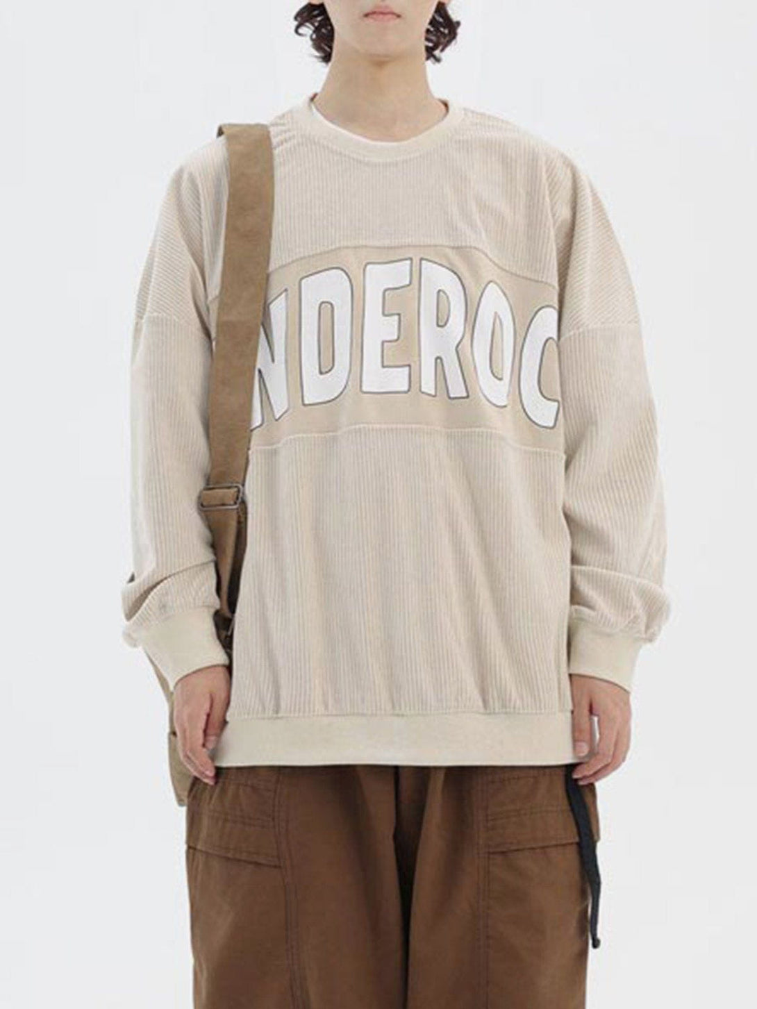 Ellesey - Corduroy Letter Print Sweatshirt- Streetwear Fashion - ellesey.com