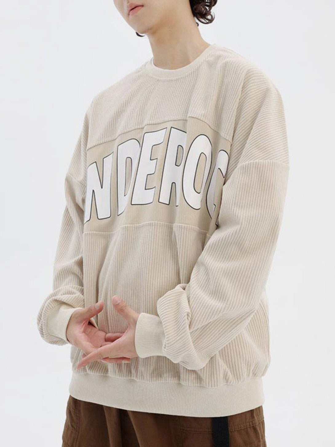 Ellesey - Corduroy Letter Print Sweatshirt- Streetwear Fashion - ellesey.com