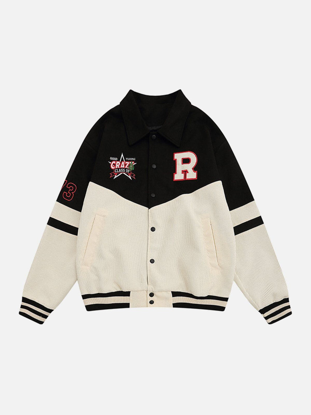 Ellesey - Corduroy Patchwork Varsity Jacket- Streetwear Fashion - ellesey.com