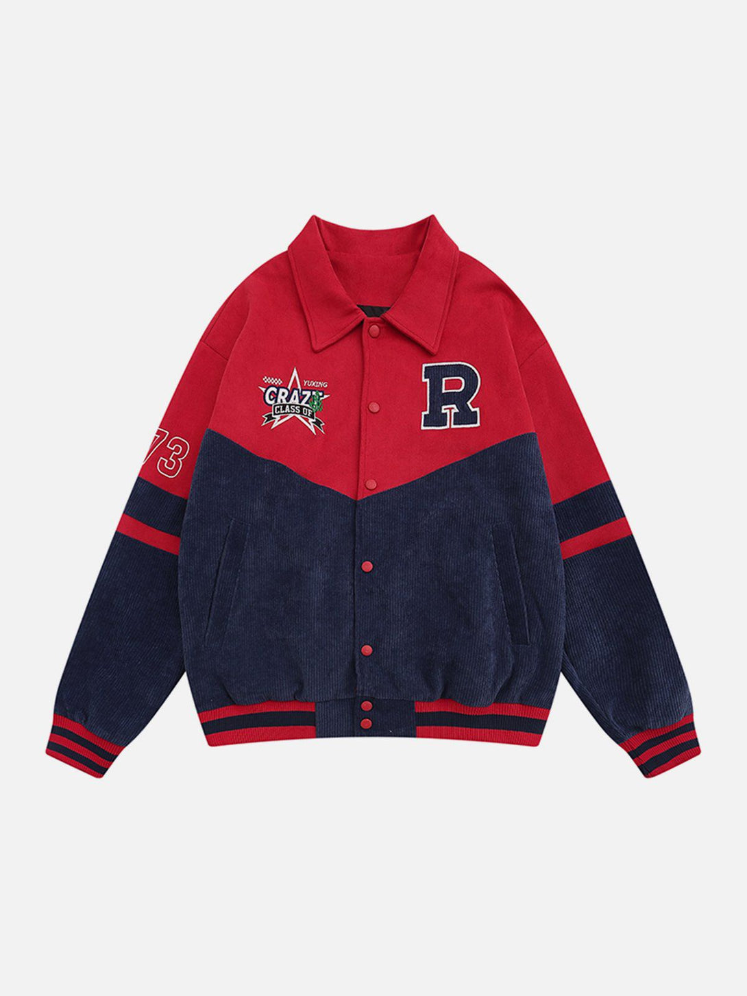 Ellesey - Corduroy Patchwork Varsity Jacket- Streetwear Fashion - ellesey.com