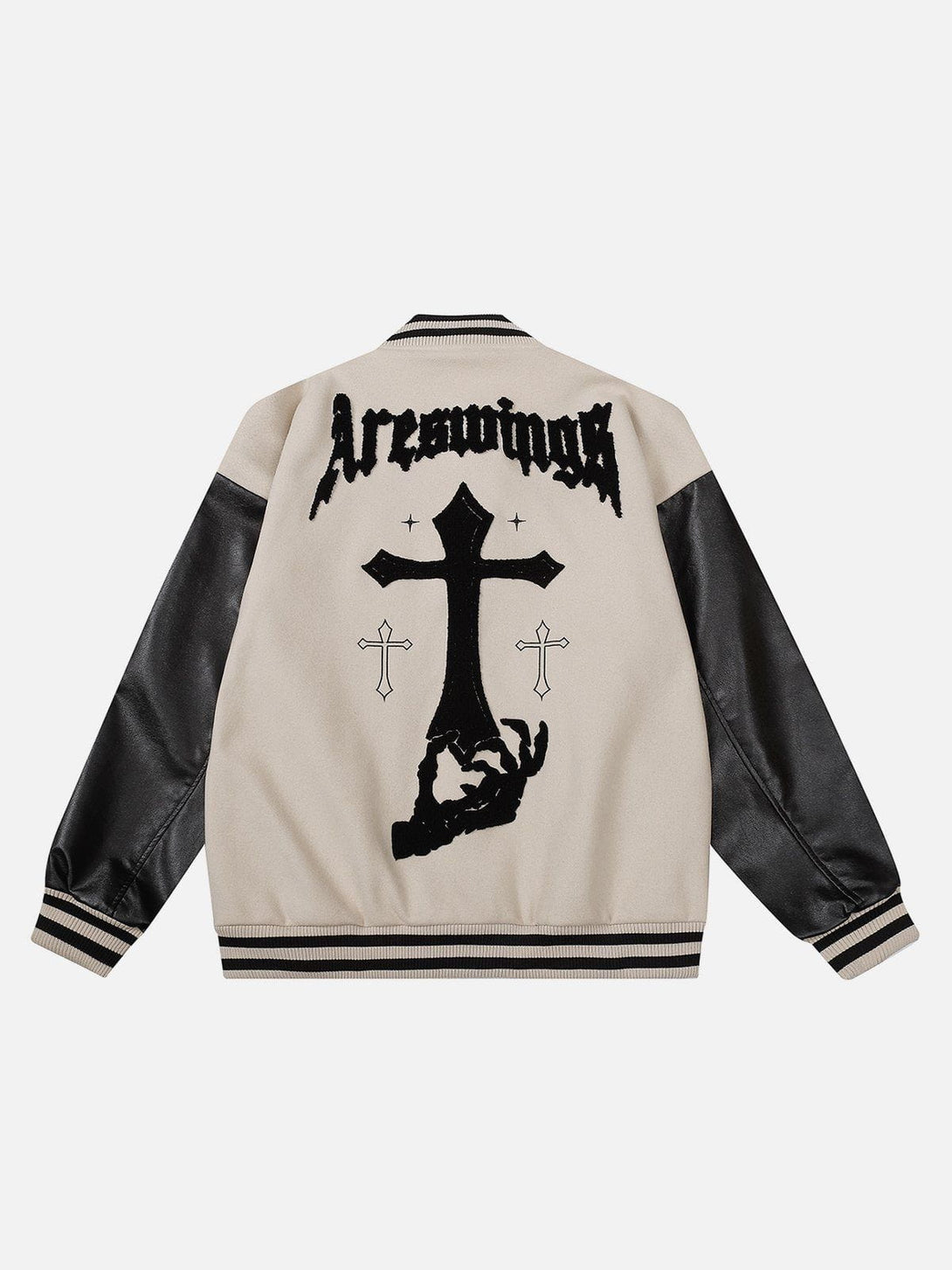 Ellesey - Cross Flock Patchwork Varsity Jacket- Streetwear Fashion - ellesey.com