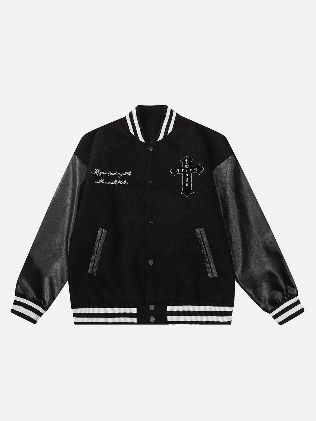 Ellesey - Cross Flock Patchwork Varsity Jacket- Streetwear Fashion - ellesey.com