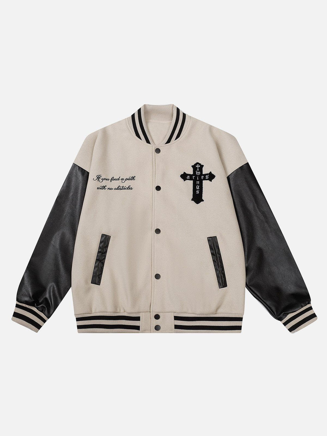 Ellesey - Cross Flock Patchwork Varsity Jacket- Streetwear Fashion - ellesey.com